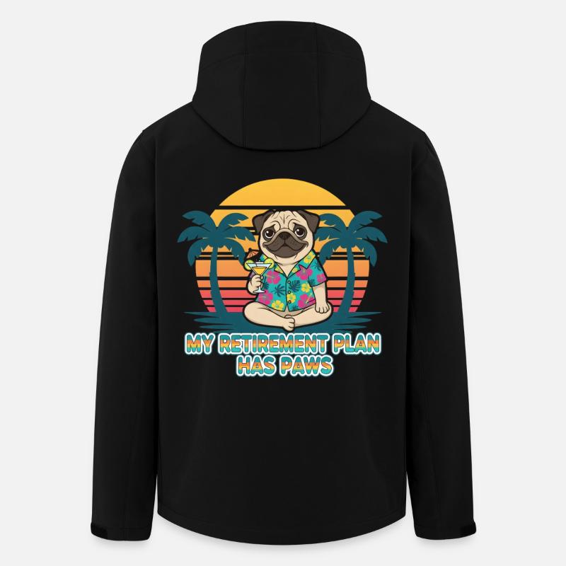 Dog Pug Pug Paws -eläkeeläke - Miesten softshell-takki kierrätetystä polyesteristä Stanley/Stellalta - musta