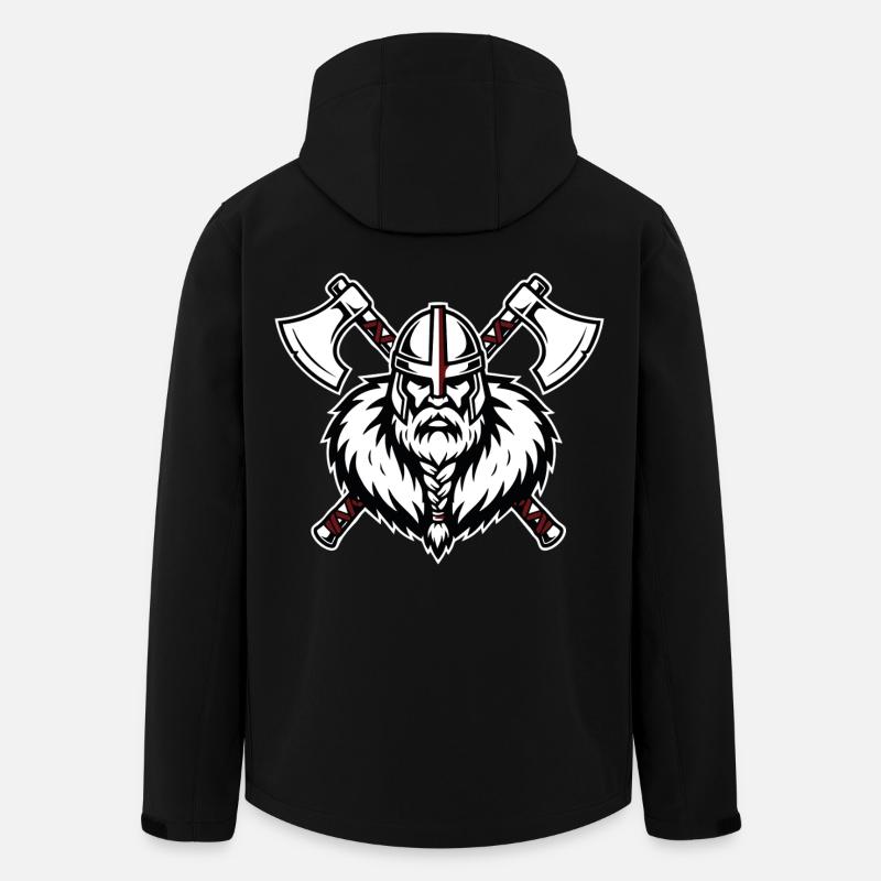 Wikinger-Axtmeister Krieger-Kreuzfahrer-Axt-Maskottchen - Recycelte Männer Softshell-Jacke von Stanley/Stella - Schwarz