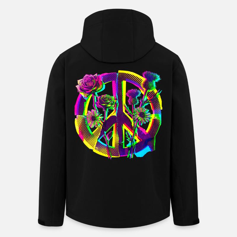 Peace Blumen Frieden Demo - Recycelte Männer Softshell-Jacke von Stanley/Stella - Schwarz