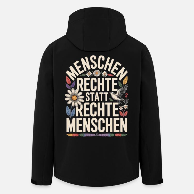 Menschenrechte statt rechte Menschen Statement - Recycelte Männer Softshell-Jacke von Stanley/Stella - Schwarz