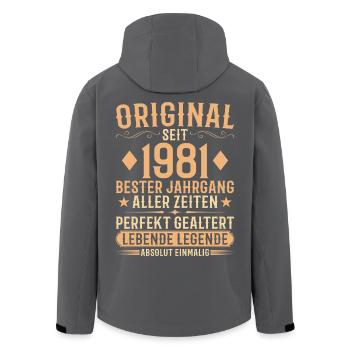 Original Jahrgang 1981 Baujahr Geburtstag - Recycelte Männer Softshell-Jacke von Stanley/Stella - Schwarz - Hinten - AI Model Male 185 light (185cm)