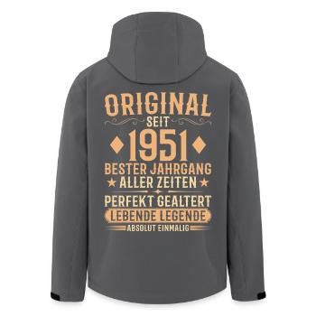Original Jahrgang 1951 Baujahr Geburtstag - Recycelte Männer Softshell-Jacke von Stanley/Stella - Schwarz - Hinten - AI Model Male 185 light (185cm)