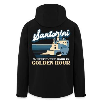 Santorini Where Every Hour Is Golden Hour - Men’s Recycled Softshell Jacket by Stanley/Stella - black - Back - AI Model Male 185 light (185cm)