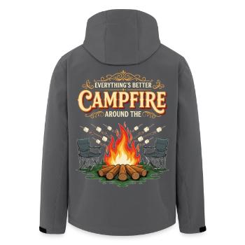 Campfire Marshmallow Everything Better Camping - Men’s Recycled Softshell Jacket by Stanley/Stella - black - Back - AI Model Male 185 light (185cm)