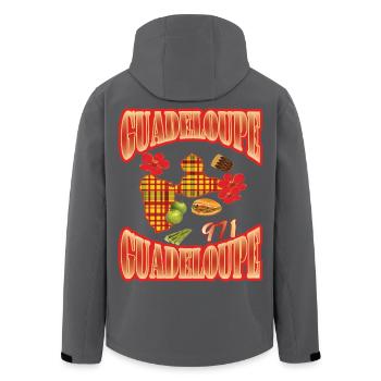Map of Guadeloupe style madras 971 gwada - Men’s Recycled Softshell Jacket by Stanley/Stella - black - Back - AI Model Male 185 light (185cm)