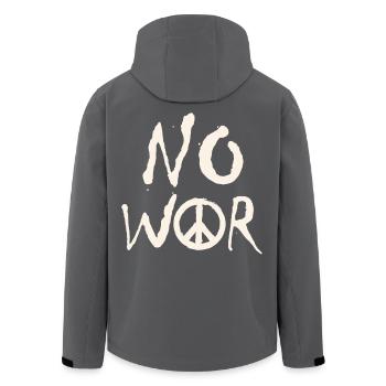 PAS DE GUERRE – Déclaration pour la paix contre la guerre - Veste softshell homme en polyester recyclé Stanley/Stella - noir - Dos - AI Model Male 185 light (185cm)