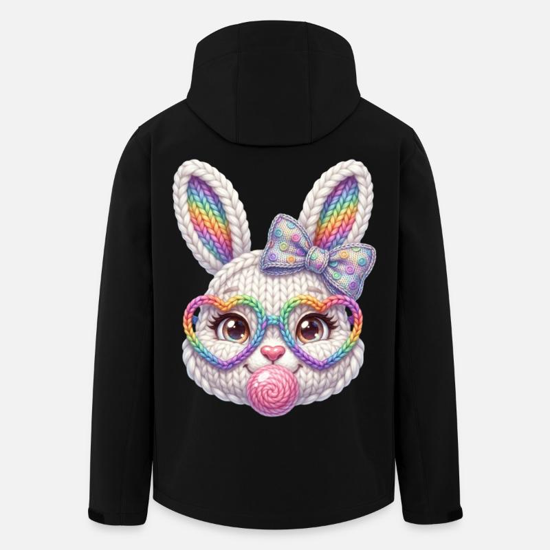 Osterhase Kaugummiblase Herz Brille Regenbogen - Recycelte Männer Softshell-Jacke von Stanley/Stella - Schwarz