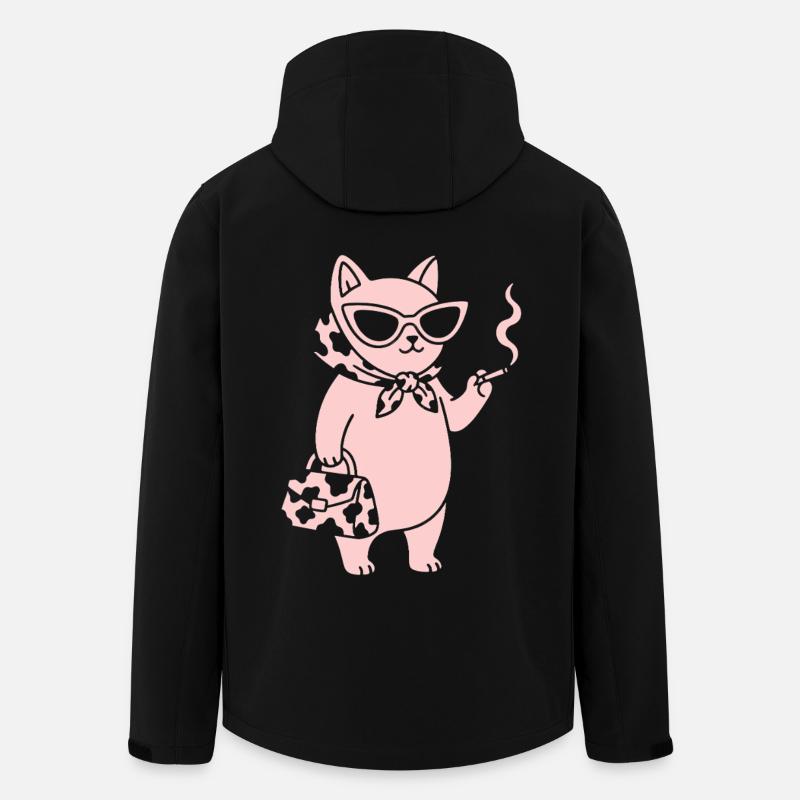 Pink cat with sunglasses - Men’s Recycled Softshell Jacket by Stanley/Stella - black