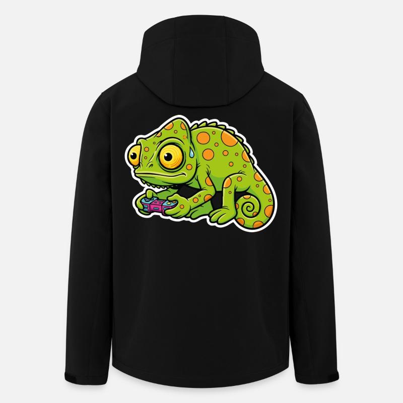 Chameleon Gamer Controller Videospiel-Maskottchen - Recycelte Männer Softshell-Jacke von Stanley/Stella - Schwarz