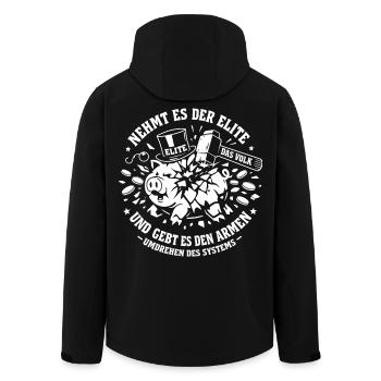Nehmt Es Der Elite Und Gebt Es Den Armen - Recycelte Männer Softshell-Jacke von Stanley/Stella - Schwarz - Hinten - AI Model Male 185 light (185cm)
