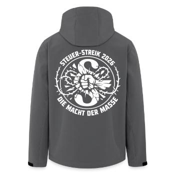 Steuer-Streik 2026 Die Macht Der Masse - Recycelte Männer Softshell-Jacke von Stanley/Stella - Schwarz - Hinten - AI Model Male 185 light (185cm)