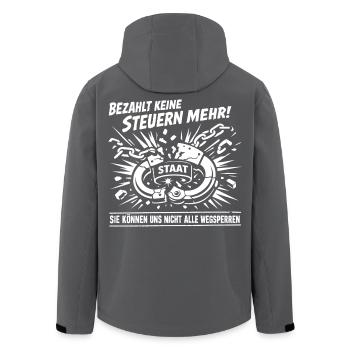 Bezahlt Keine Steuern Mehr - Recycelte Männer Softshell-Jacke von Stanley/Stella - Schwarz - Hinten - AI Model Male 185 light (185cm)