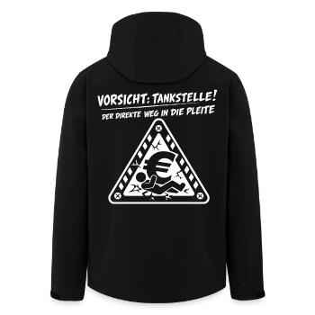 Vorsicht Tankstelle ! - Recycelte Männer Softshell-Jacke von Stanley/Stella - Schwarz - Hinten - AI Model Male 185 light (185cm)