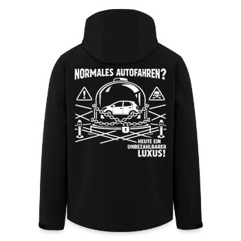 Normales Autofahren ? - Recycelte Männer Softshell-Jacke von Stanley/Stella - Schwarz - Hinten - AI Model Male 185 light (185cm)