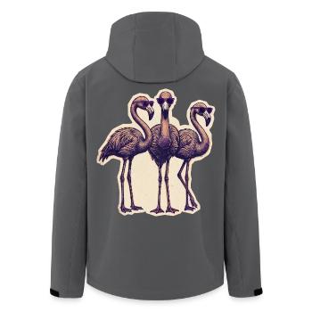 Flamingos with sunglasses - Men’s Recycled Softshell Jacket by Stanley/Stella - black - Back - AI Model Male 185 light (185cm)