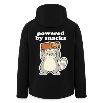 Powered by Snacks Raccoon Motif - Men’s Recycled Softshell Jacket by Stanley/Stella - black - Back - AI Model Male 185 light (185cm)