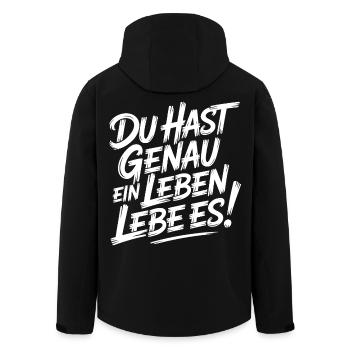 Nur ein Leben – Lebe es - Recycelte Männer Softshell-Jacke von Stanley/Stella - Schwarz - Hinten - AI Model Male 185 light (185cm)
