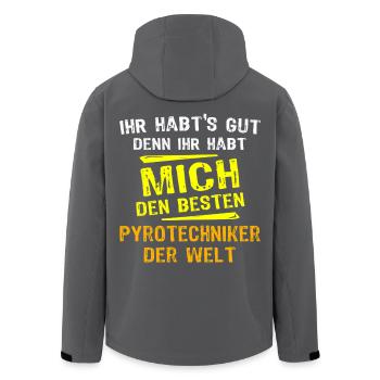 Pyrotechniker Geschenk - Recycelte Männer Softshell-Jacke von Stanley/Stella - Schwarz - Hinten - AI Model Male 185 light (185cm)