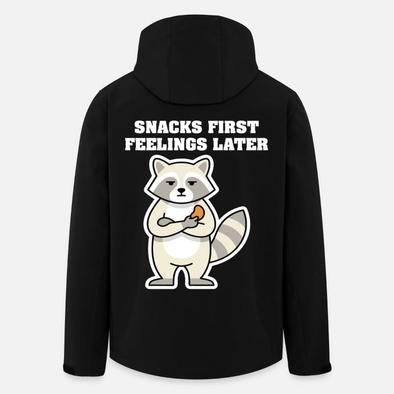 SNACKS FIRST FEELINGS LATER Raccoon - Men’s Recycled Softshell Jacket by Stanley/Stella - black