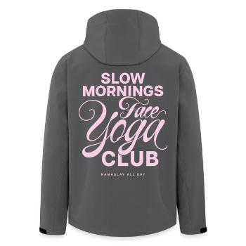 Slow Mornings Face Yoga Club - Men’s Recycled Softshell Jacket by Stanley/Stella - black - Back - AI Model Male 185 light (185cm)