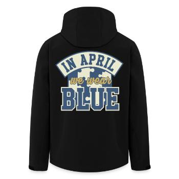In April we wear Blue - Recycelte Männer Softshell-Jacke von Stanley/Stella - Schwarz - Hinten - AI Model Male 185 light (185cm)