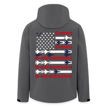 Jet Fighter USA Flag – Avion pilote - Veste softshell homme en polyester recyclé Stanley/Stella - charbon - Dos - AI Model Male 185 light (185cm)
