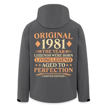 Millésime 1981 – 45e anniversaire Légende originale - Veste softshell homme en polyester recyclé Stanley/Stella - noir - Dos - AI Model Male 185 light (185cm)
