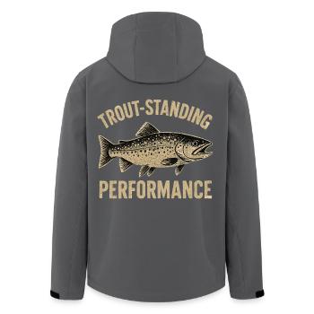 Forellen Angeln Spruch Trout-standing Performance - Recycelte Männer Softshell-Jacke von Stanley/Stella - Schwarz - Hinten - AI Model Male 185 light (185cm)