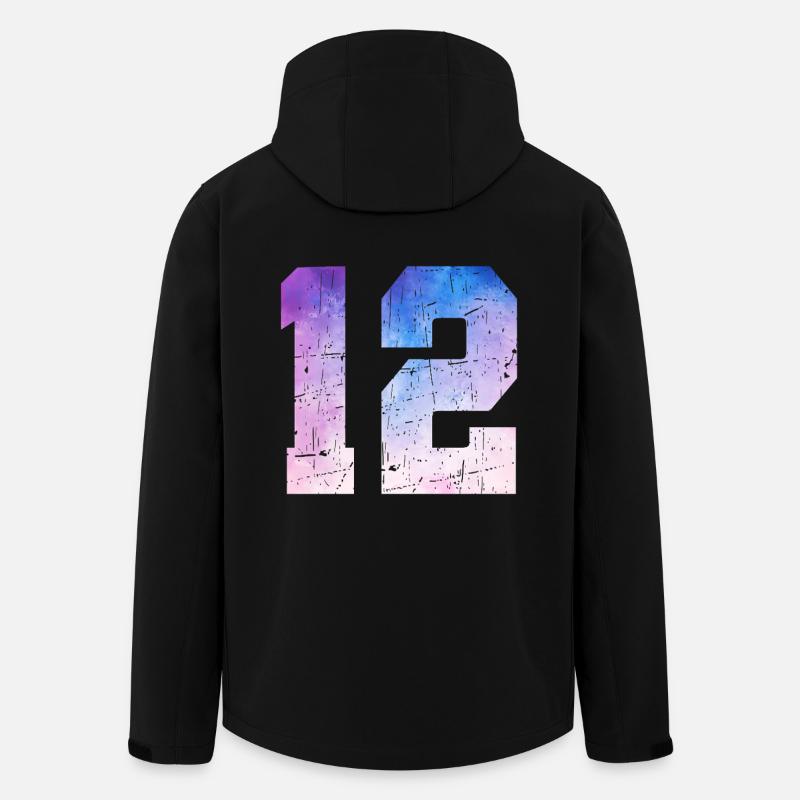 numéro 12 – Cadeau anniversaire 12 ans - Veste softshell homme en polyester recyclé Stanley/Stella - noir