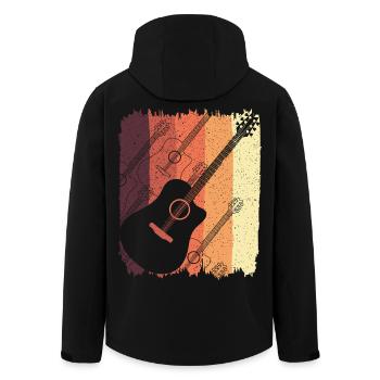 Acoustic Guitar on Sunset Stripes - Men’s Recycled Softshell Jacket by Stanley/Stella - black - Back - AI Model Male 185 light (185cm)