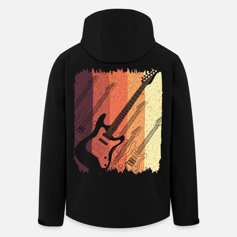 Guitare électrique rétro Sunset Stripes - Veste softshell homme en polyester recyclé Stanley/Stella - noir