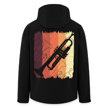 Trompetengraffiti auf Sunset Stripes - Recycelte Männer Softshell-Jacke von Stanley/Stella - Schwarz - Hinten - AI Model Male 185 light (185cm)