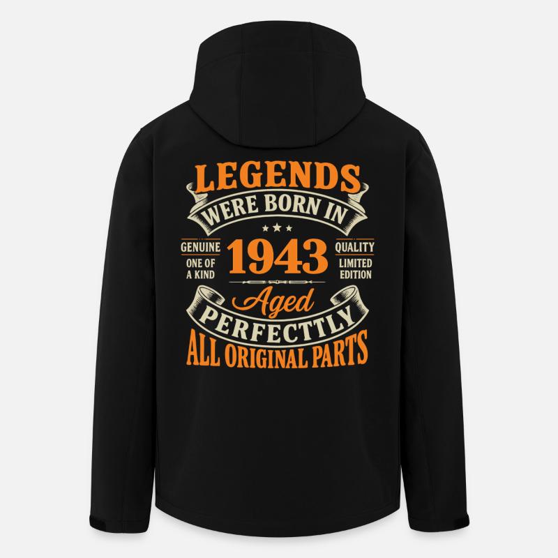 Légendes nées en 1943 – Âgé Parfait - Veste softshell homme en polyester recyclé Stanley/Stella - noir