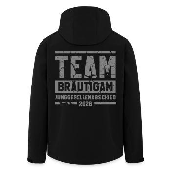 JGA 2026 Team Brautigam Junggesellenabschied - Recycelte Männer Softshell-Jacke von Stanley/Stella - Schwarz - Hinten - AI Model Male 185 light (185cm)