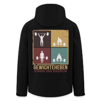 Gewichtheben Kraftsport Stärke Disziplin - Recycelte Männer Softshell-Jacke von Stanley/Stella - Schwarz - Hinten - AI Model Male 185 light (185cm)