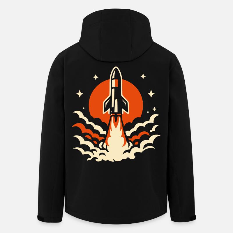 Fusée rétro - Veste softshell homme en polyester recyclé Stanley/Stella - noir