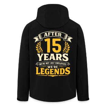 15 Year Company Anniversary Service Anniversary Work - Men’s Recycled Softshell Jacket by Stanley/Stella - black - Back - AI Model Male 185 light (185cm)