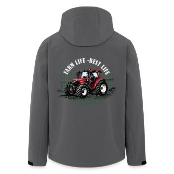 Farm Life – Roter Traktor Vintage Spruch Geschenk - Recycelte Männer Softshell-Jacke von Stanley/Stella - Schwarz - Hinten - AI Model Male 185 light (185cm)