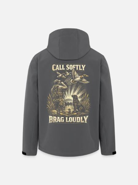 Duck Hunting Call Softly Brag Loudly - Men’s Recycled Softshell Jacket by Stanley/Stella - black