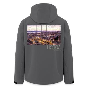 Lisbon Portugal Sunset Skyline Souvenir - Men’s Recycled Softshell Jacket by Stanley/Stella - anthracite - Back - AI Model Male 185 light (185cm)