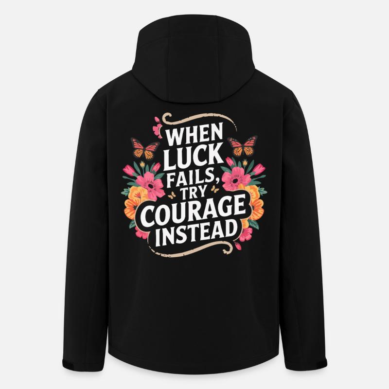 Mut über Glück Blumenzitat - Recycelte Männer Softshell-Jacke von Stanley/Stella - Schwarz