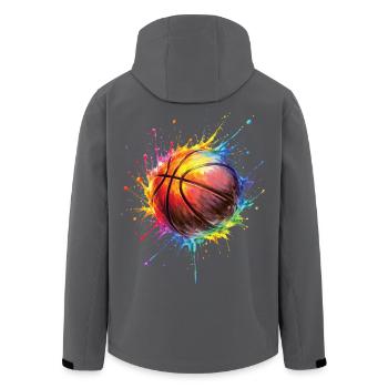  Ballon de Basket - Basketball Style Peinture - Veste softshell homme en polyester recyclé Stanley/Stella - noir - Dos - AI Model Male 185 light (185cm)
