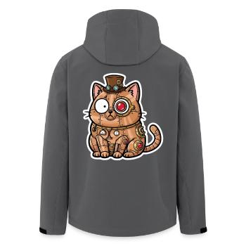 Katzenautomat Steampunk Kupfer und Zahnräder - Recycelte Männer Softshell-Jacke von Stanley/Stella - Schwarz - Hinten - AI Model Male 185 light (185cm)