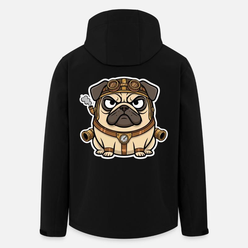 Chien Carlin Steampunk Propulseur Vapeur - Veste softshell homme en polyester recyclé Stanley/Stella - noir