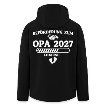 Beförderung zum Opa 2027 – Schwangerschaft - Recycelte Männer Softshell-Jacke von Stanley/Stella - Schwarz - Hinten - AI Model Male 185 light (185cm)