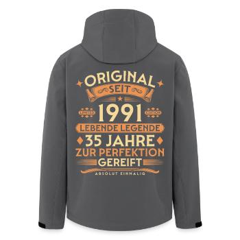 Original seit 1991 – Lebende Legende 35 Jahre - Recycelte Männer Softshell-Jacke von Stanley/Stella - Schwarz - Hinten - AI Model Male 185 light (185cm)