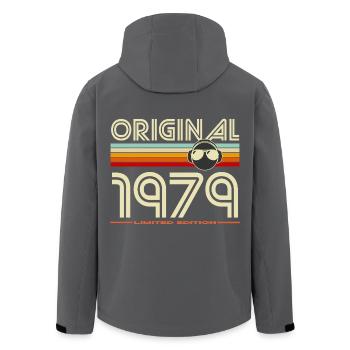 Original 1979 Retro Stripes Tee - Men’s Recycled Softshell Jacket by Stanley/Stella - black - Back - AI Model Male 185 light (185cm)