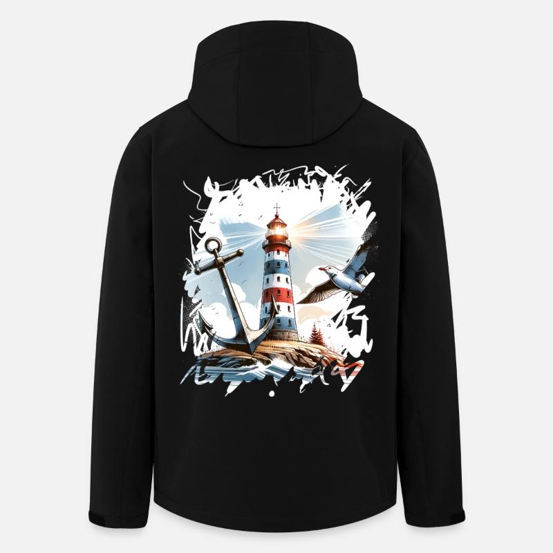 Leuchtturm Anker Möwe - Recycelte Männer Softshell-Jacke von Stanley/Stella - Schwarz