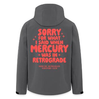 Mercury Retrograde Spruch Design - Recycelte Männer Softshell-Jacke von Stanley/Stella - Schwarz - Hinten - AI Model Male 185 light (185cm)