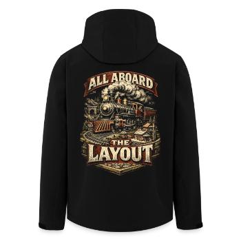 Model Railway Railway All Aboard The Layout - Men’s Recycled Softshell Jacket by Stanley/Stella - black - Back - AI Model Male 185 light (185cm)